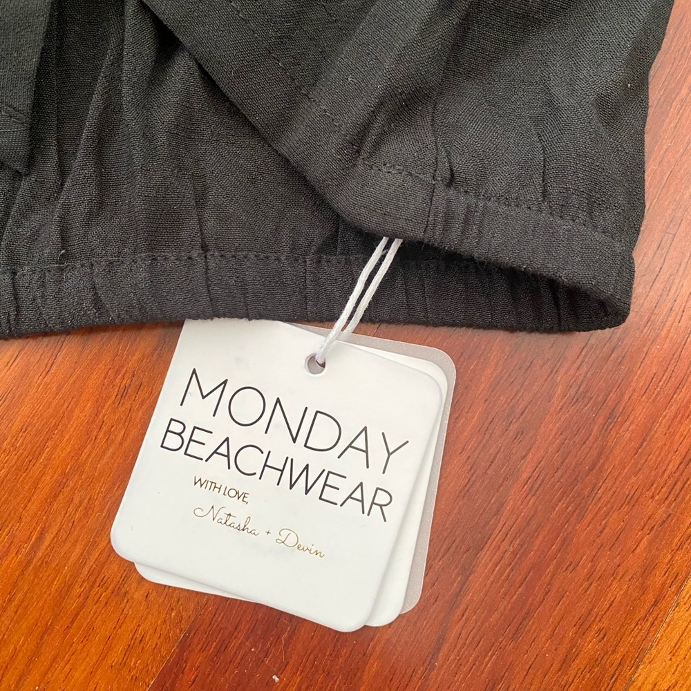 WITH TAGS, NEVER WORN. Women’s Black Tie-Front Top from Monday Swimwear - Picture 4 of 6